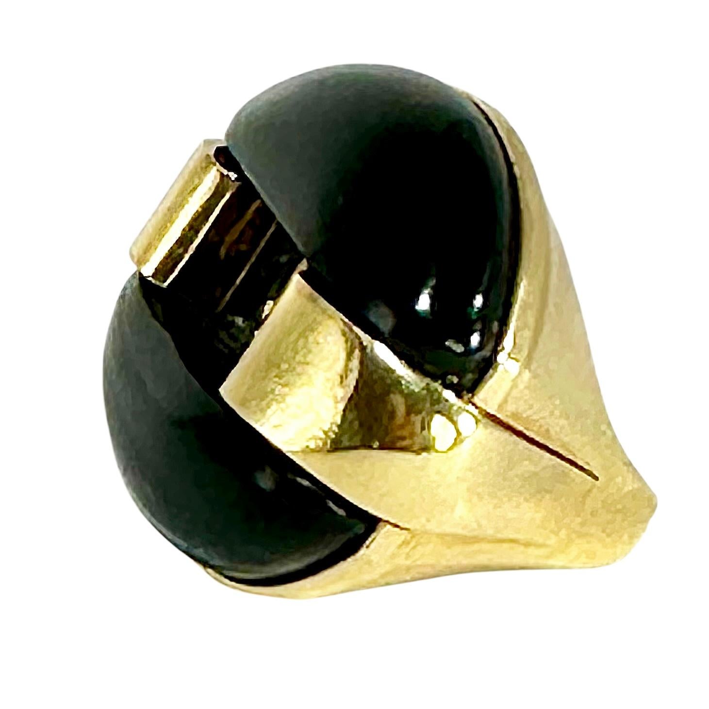 Women's Striking Gold and Onyx Statement Ring For Sale
