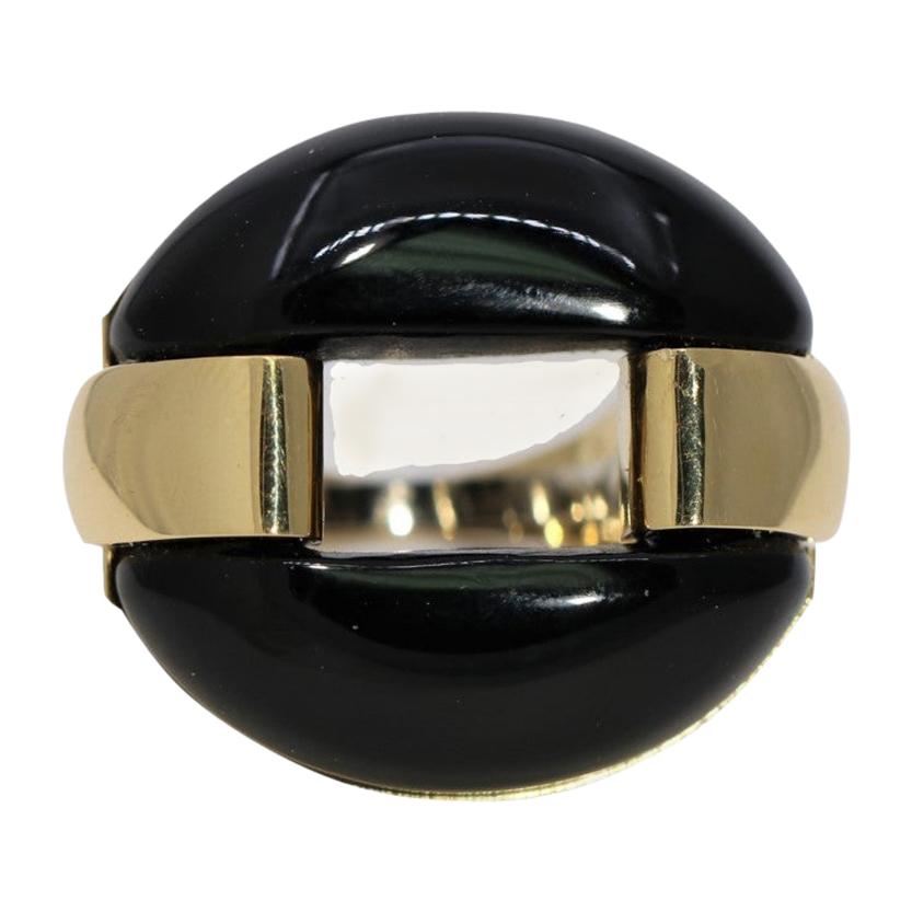Striking Gold and Onyx Statement Ring For Sale