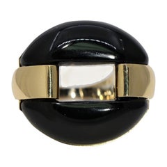 Striking Gold and Onyx Statement Ring