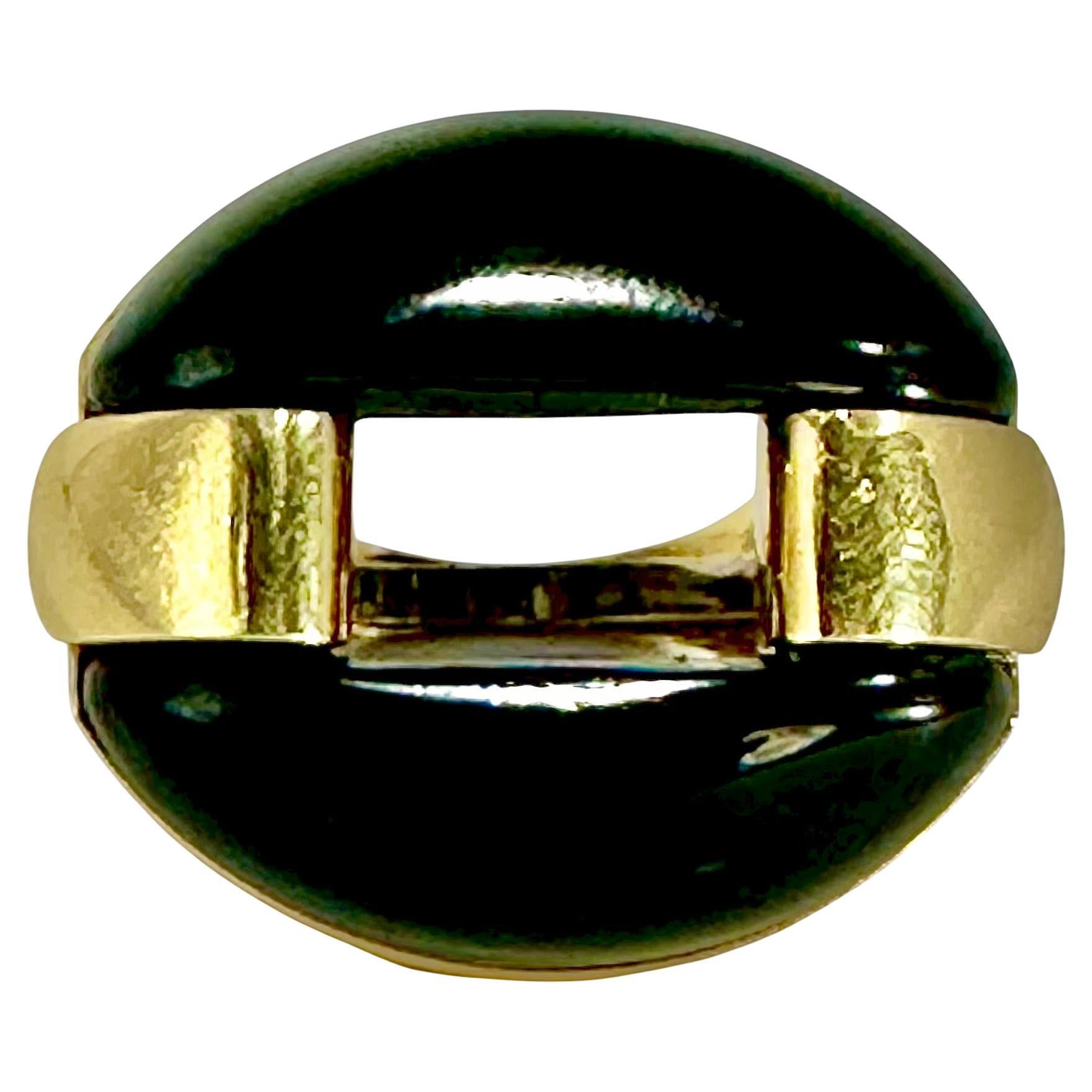 Striking Gold and Onyx Statement Ring