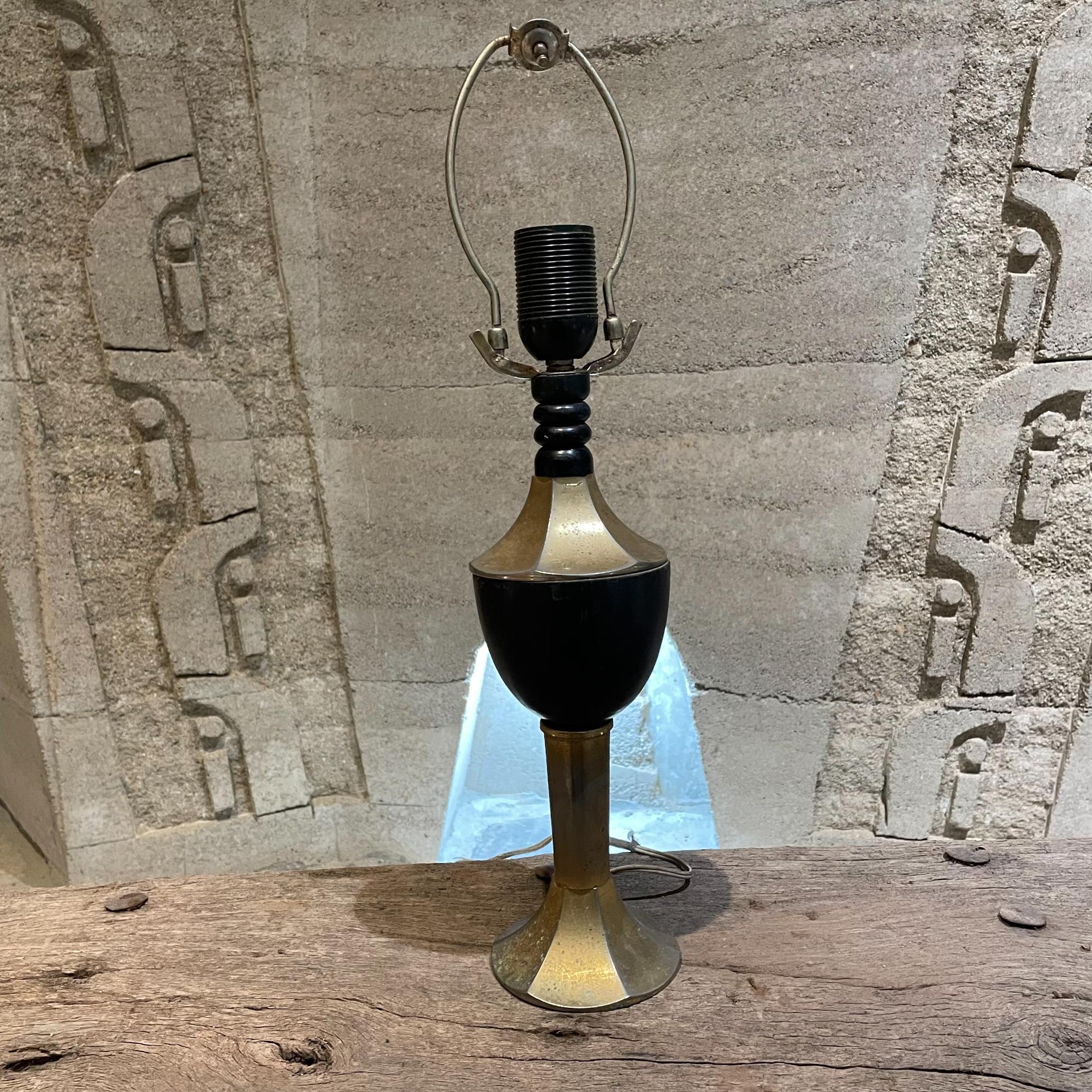 Mid-20th Century Striking Gold Chalice Table Lamps Black Wood Accent 1960s Mexico Modernism