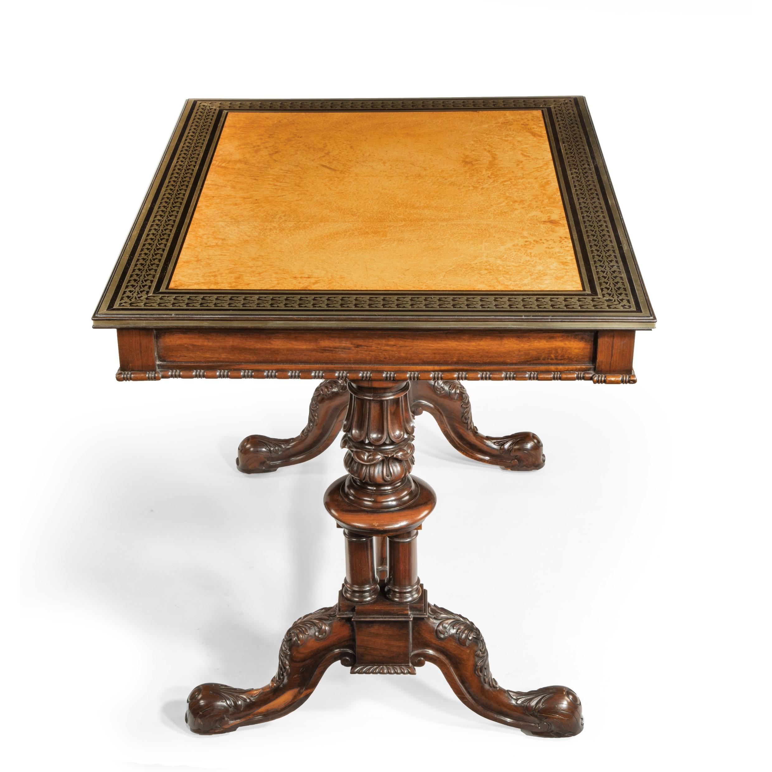 Striking Goncalo Alves 'Albuera Wood' Writing Table Attributed to Gillows In Good Condition For Sale In Lymington, Hampshire