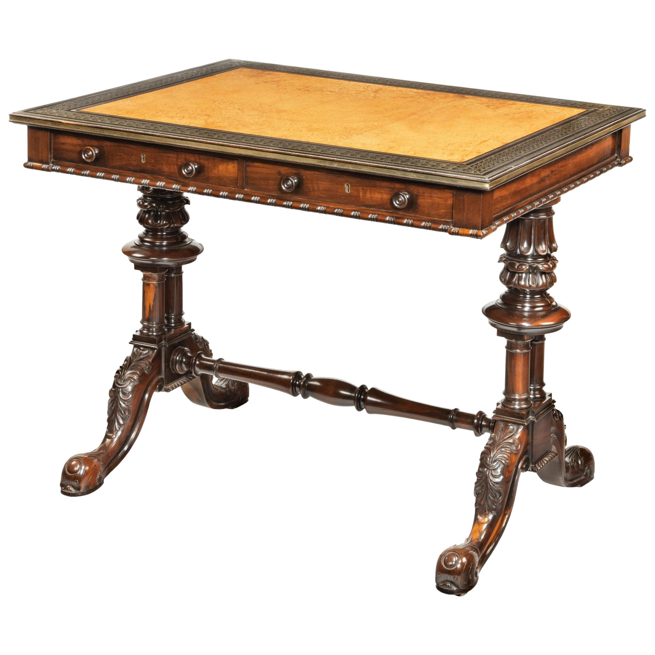 Striking Goncalo Alves 'Albuera Wood' Writing Table Attributed to Gillows For Sale