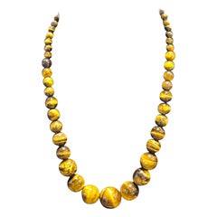 Striking Graduated Tiger’s Eye and Sterling Silver Necklace