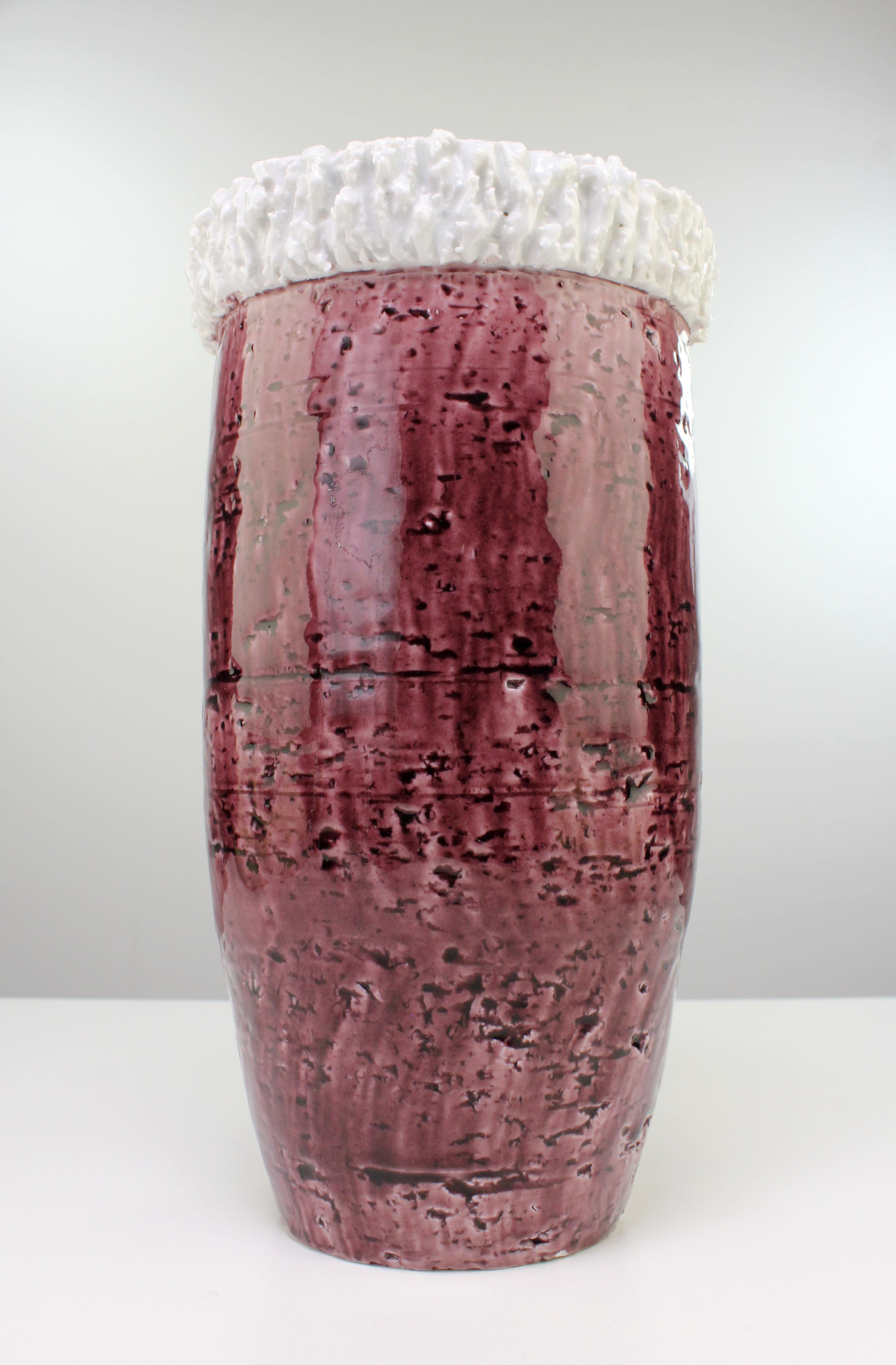 Stoneware Gunnar Nylund Magenta Chamotte, Porcelain Vase for Rorstrand, 1950s For Sale