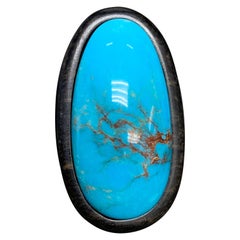 Oval Turquoise, Ebony Wood Ring