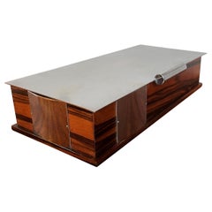 Auffallende handgefertigte Coromandel Holz und Chrom Metall Art Deco Box ca. 1920