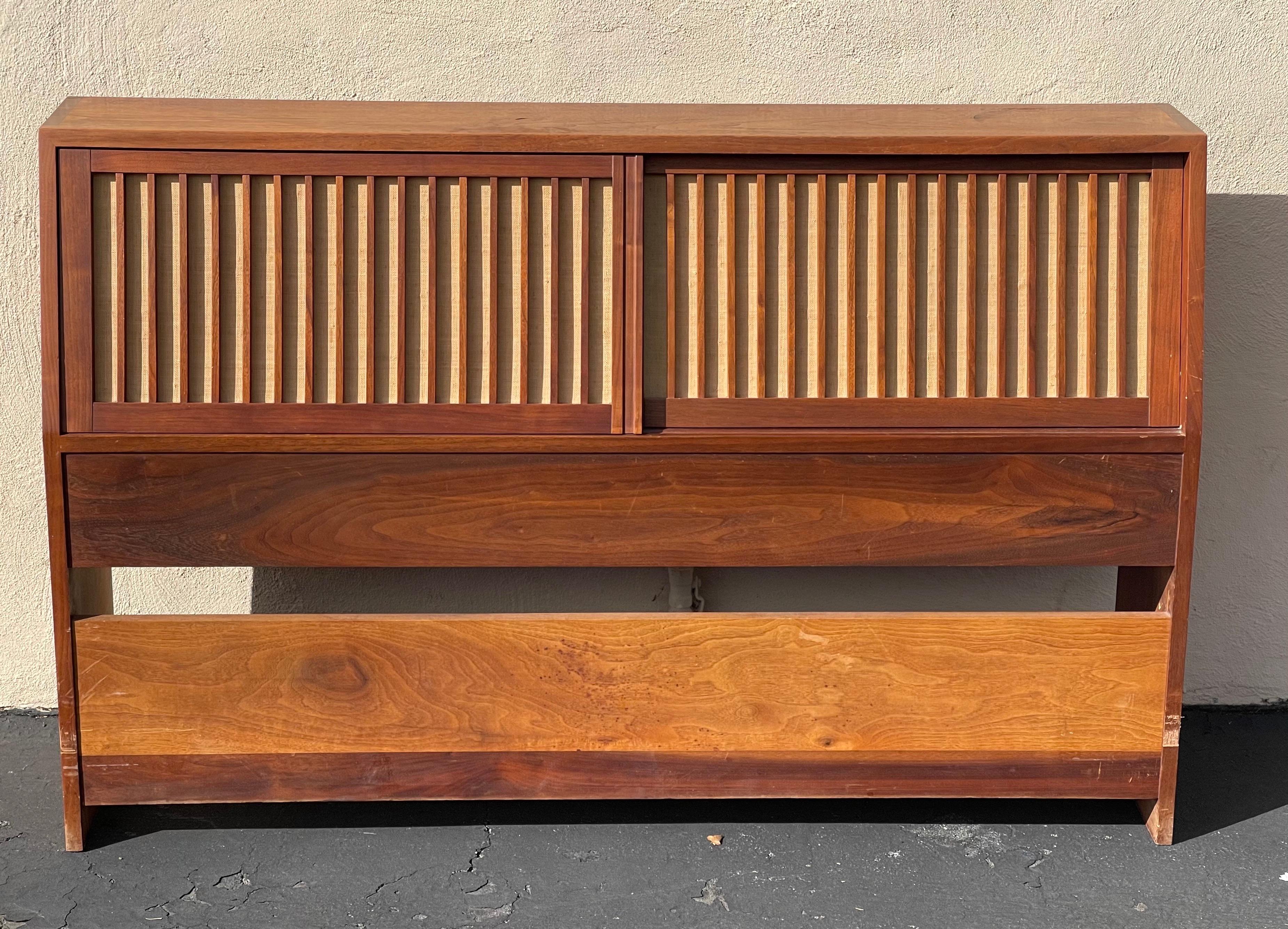 20th Century Striking Handcrafted Storage Headboard by George Nakashima with Paperwork, 1959