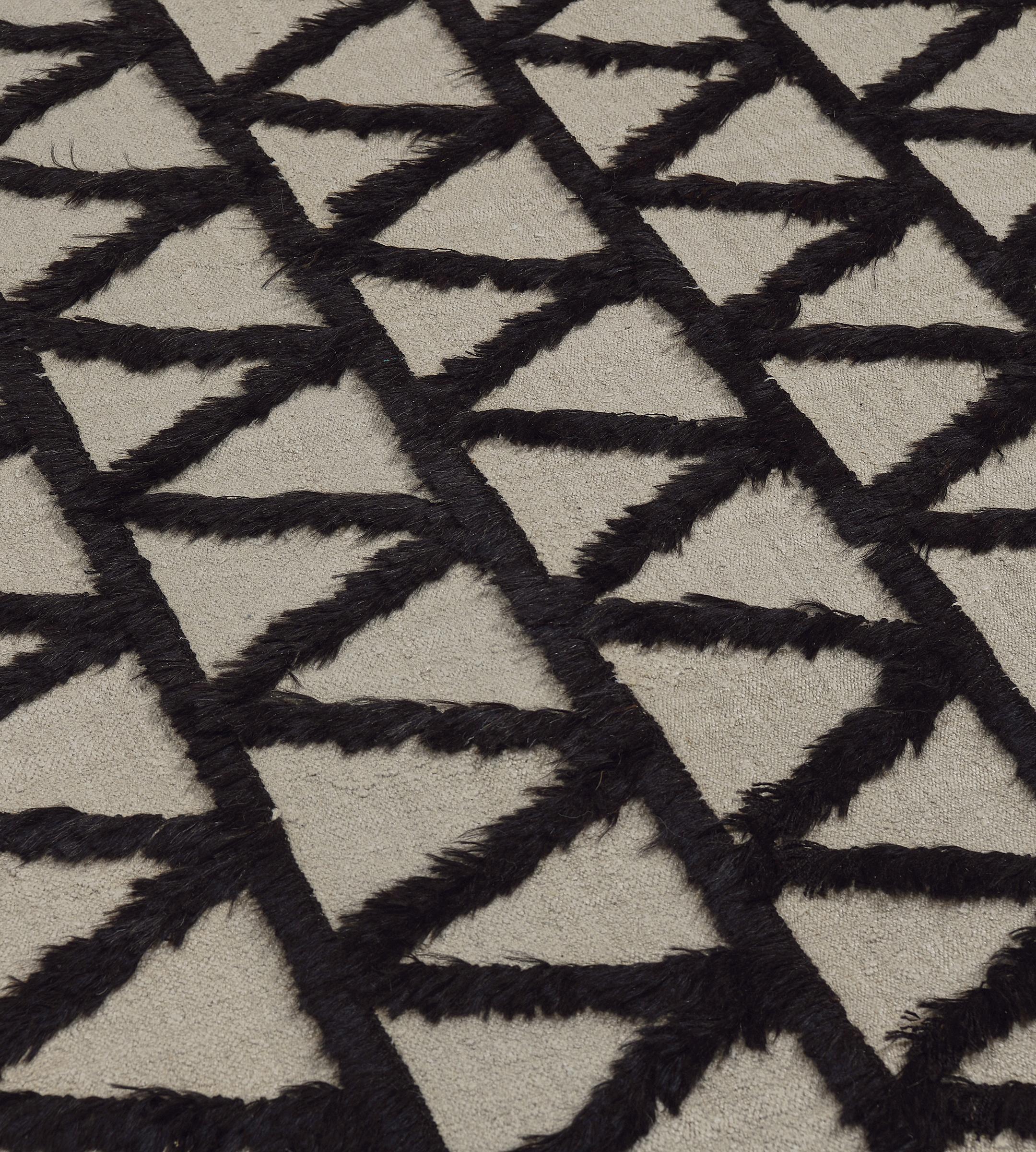Goat Hair Striking Handwoven Vintage Turkish Zigzag Rug For Sale