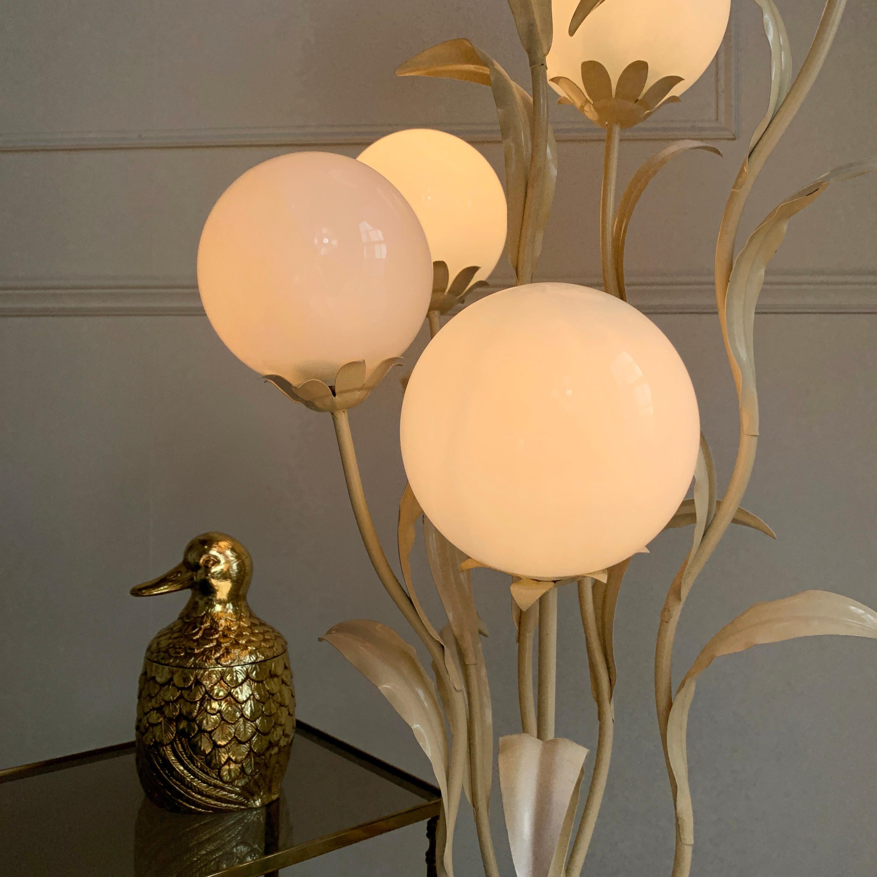 Late 20th Century Striking Hans Kogl White Foliage Floor Lamp