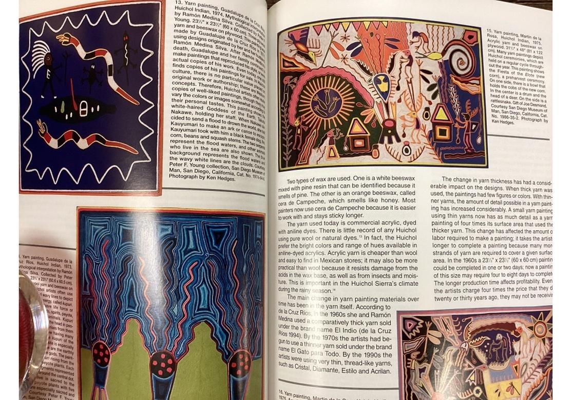20th Century Striking Huichol Yarn Painting Signed By Artist Gabriel Bautista For Sale