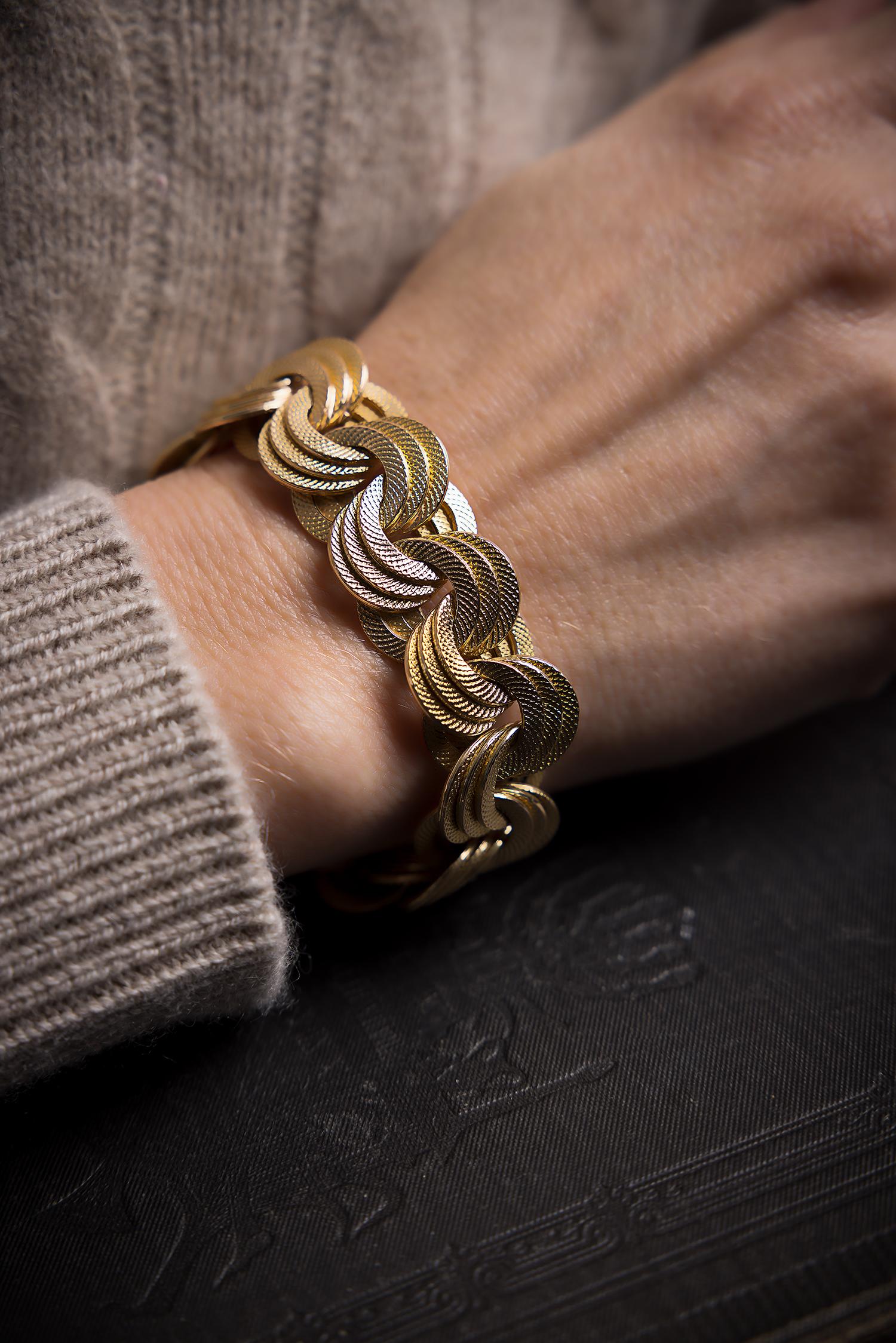 Italienisches Gliederarmband aus 18 Karat Gelbgold von Napoleone Marchisio aus den 1960er Jahren (Retro)