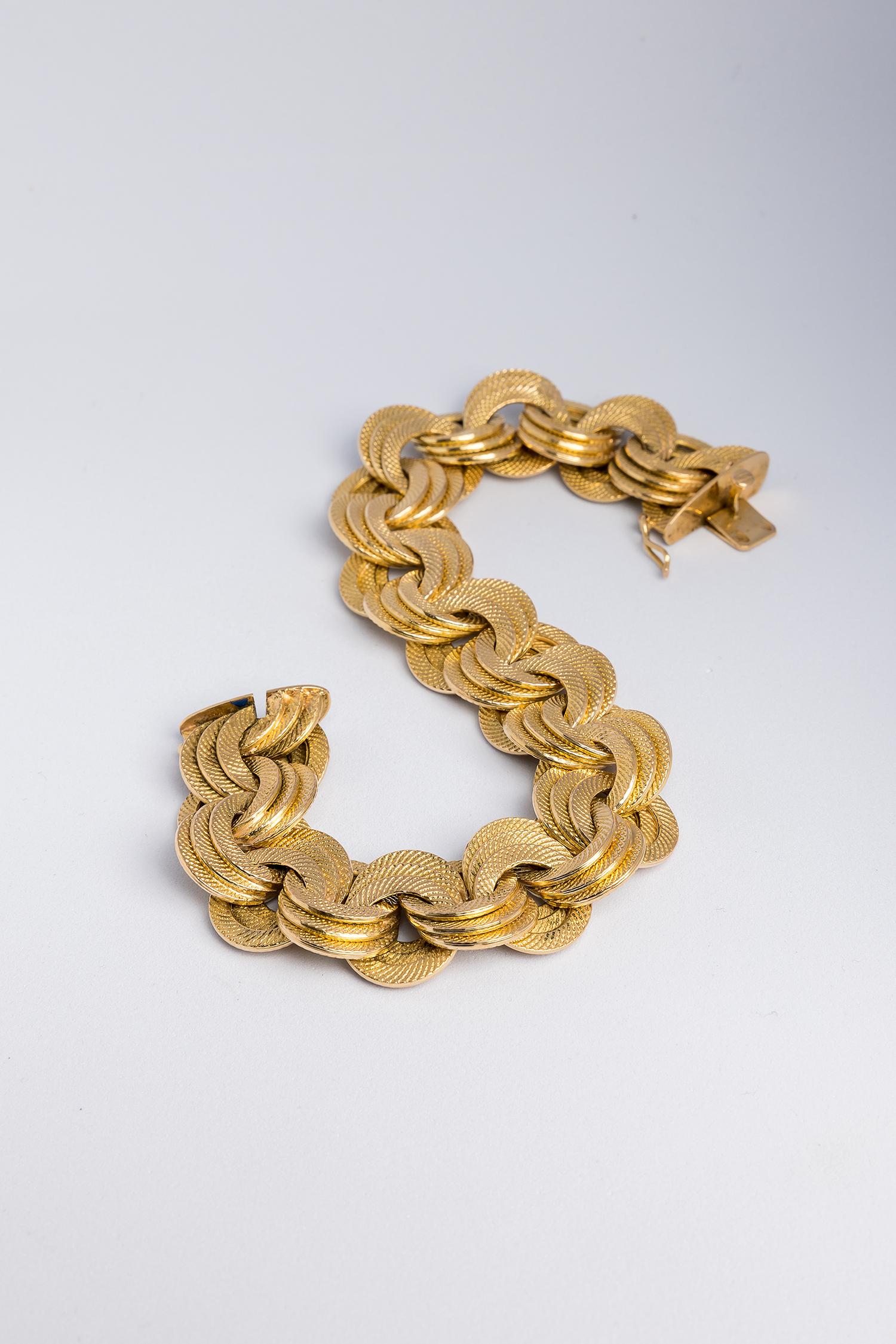 Italienisches Gliederarmband aus 18 Karat Gelbgold von Napoleone Marchisio aus den 1960er Jahren Damen