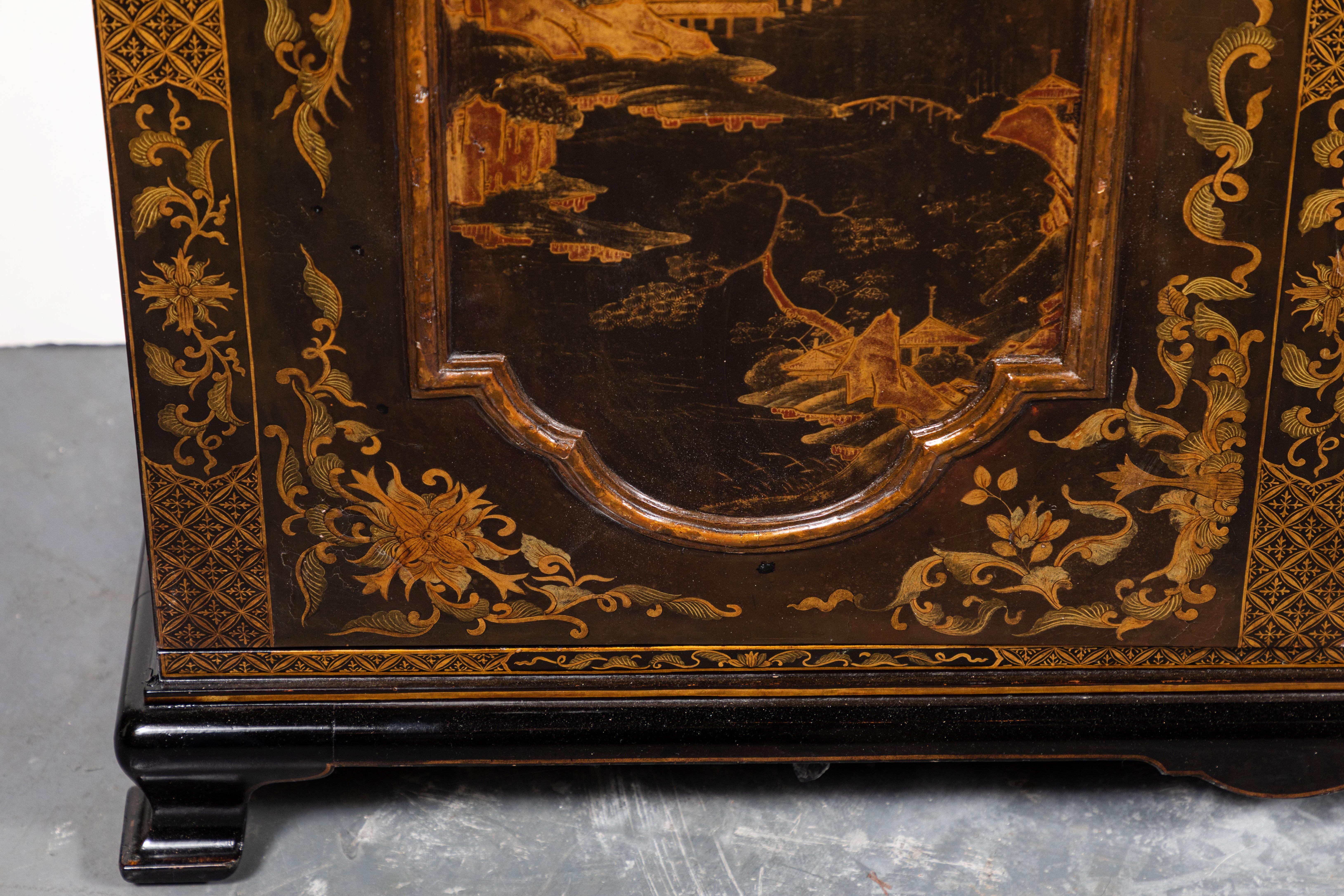 Ebonized Striking, Italian, Chinoiserie Cabinet For Sale