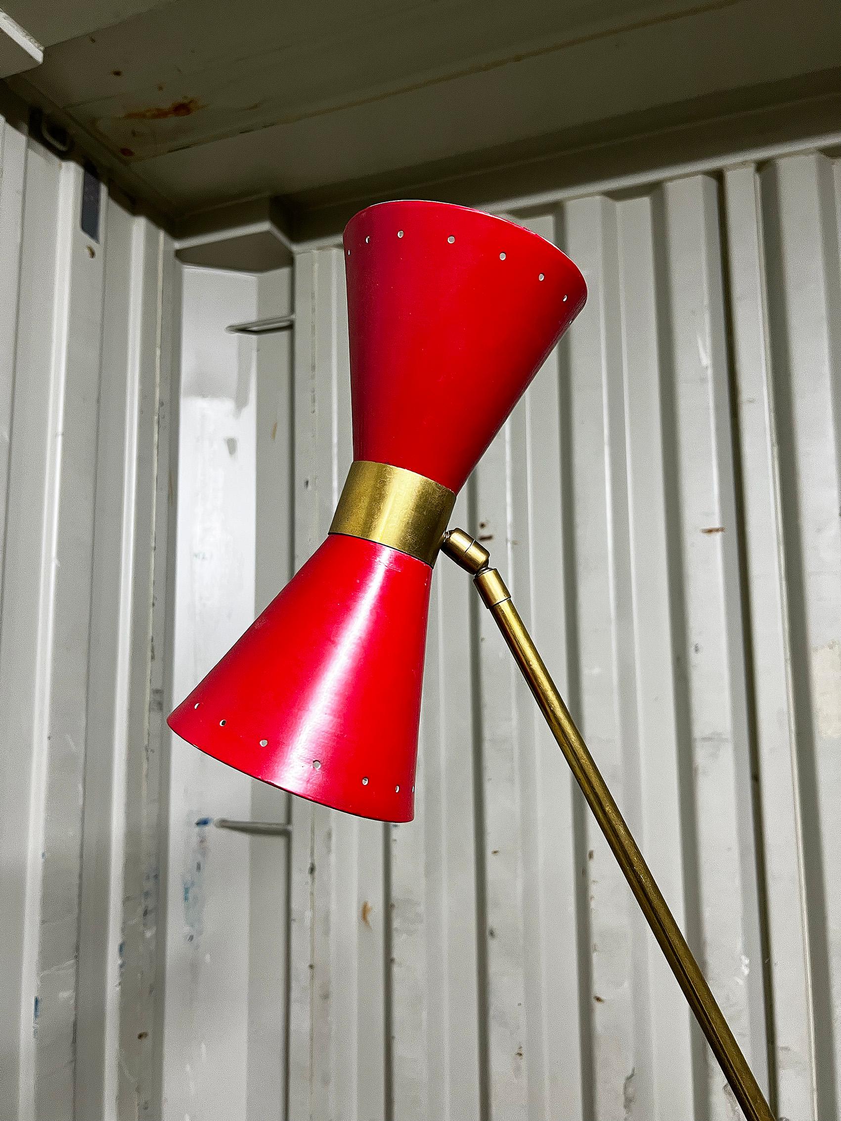 Mid-Century Modern Striking Italian Floor Lamp In Mid-Century Style of Stilnovo For Sale