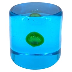 Striking Italian Murano Sommerso Barbini Thick Mouth Blown Glass Paperweight