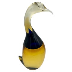 Striking Italian Sommerso Blown Murano Glass Tall Penguin