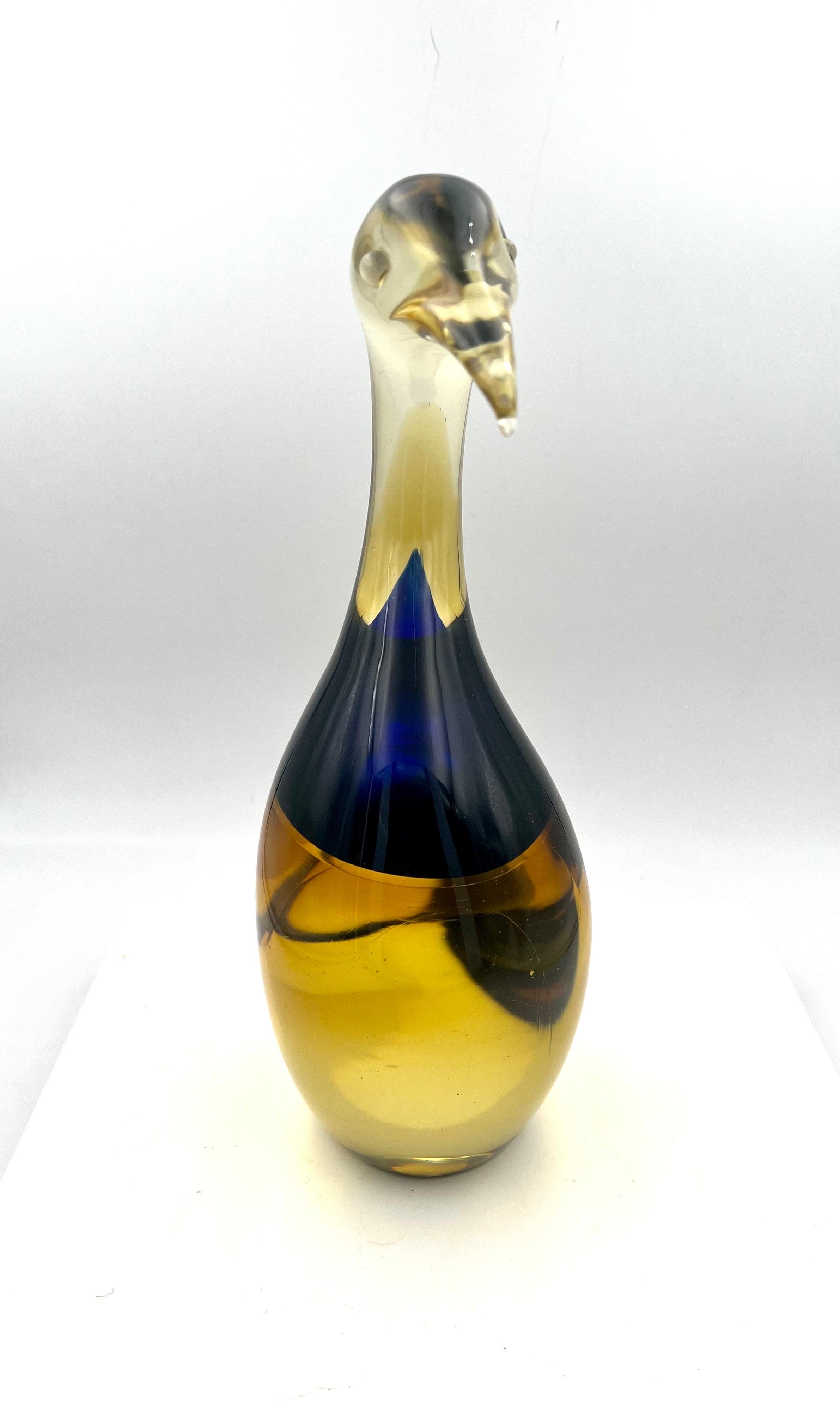 20th Century Striking Italian Sommerso Blown Murano Glass Tall Penguin