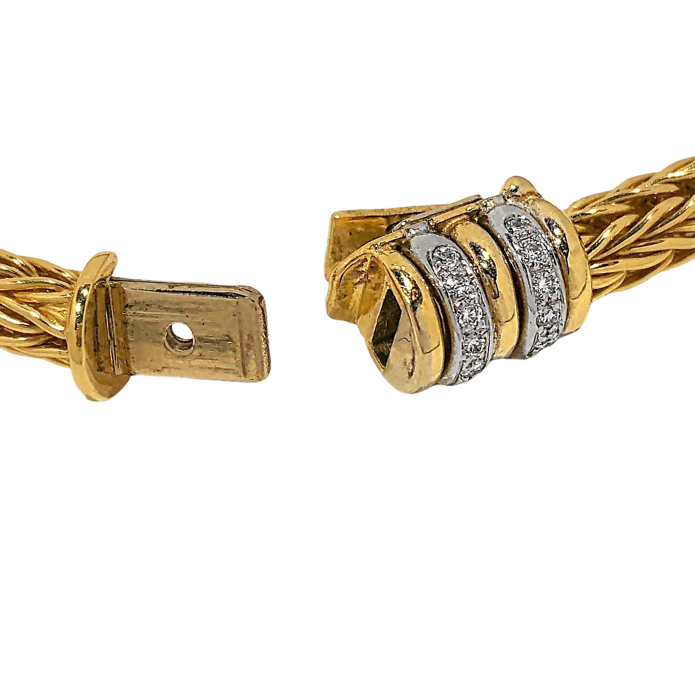 Auffällige La Pepita runde Weizenglieder-Halskette aus 18k Gelbgold und Diamanten (Moderne) im Angebot