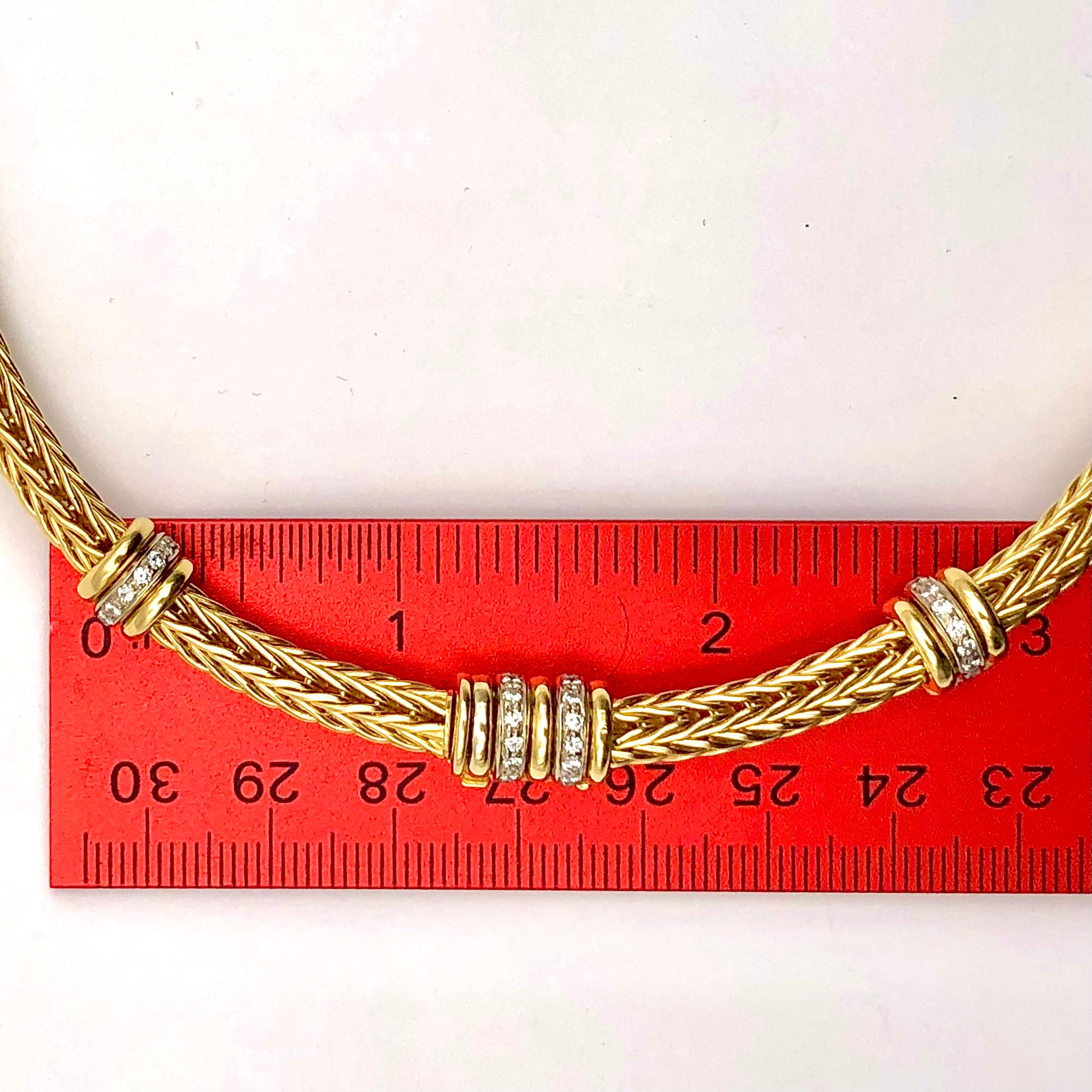 Auffällige La Pepita runde Weizenglieder-Halskette aus 18k Gelbgold und Diamanten im Zustand „Gut“ im Angebot in Palm Beach, FL