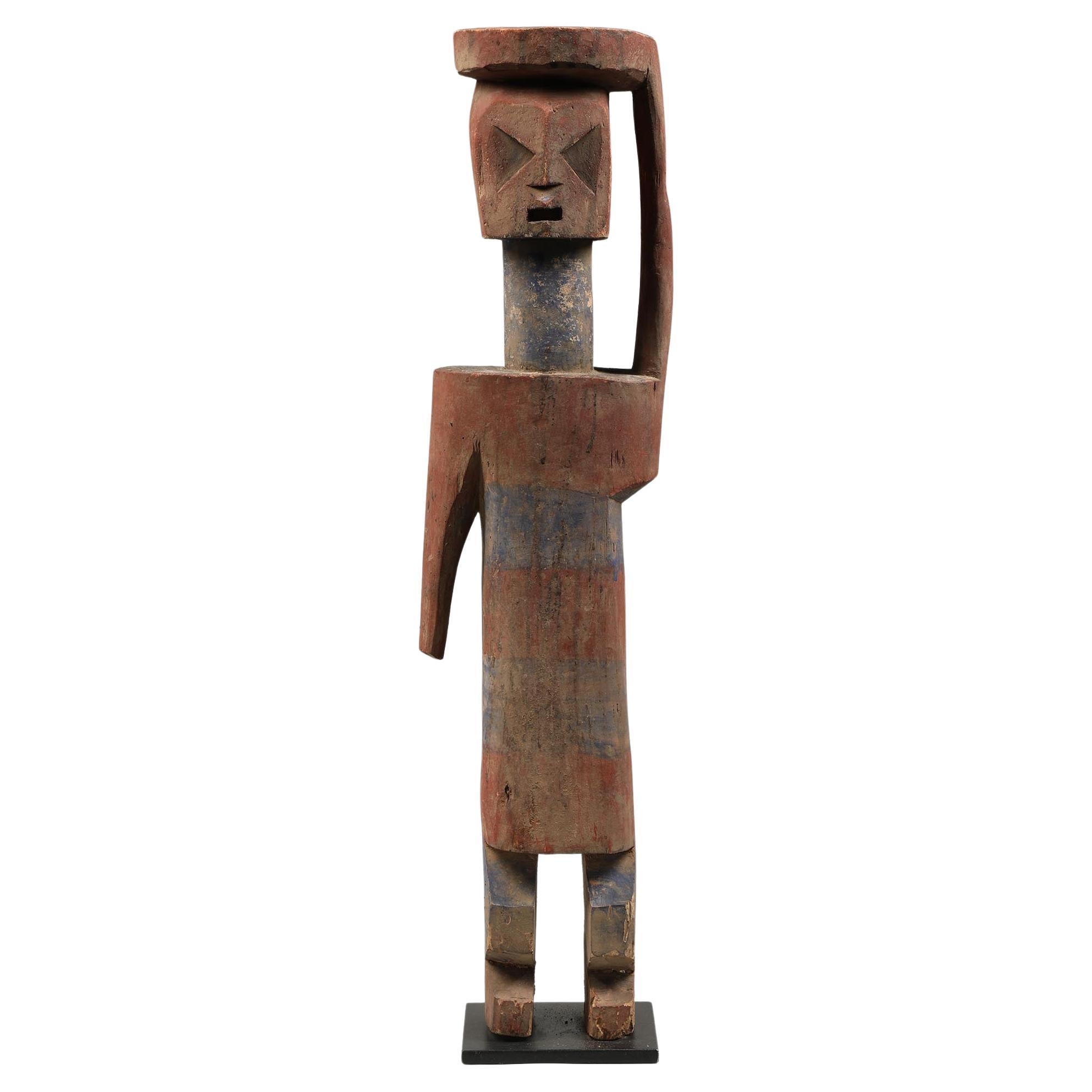 Striking Large Abstract Adan Figure Arm Up, Ghana, Early 20th Century For Sale