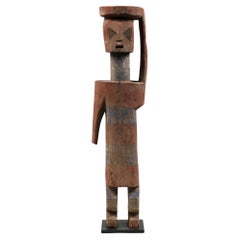 Striking Large Abstract Adan Figure Arm Up, Ghana, Early 20th Century