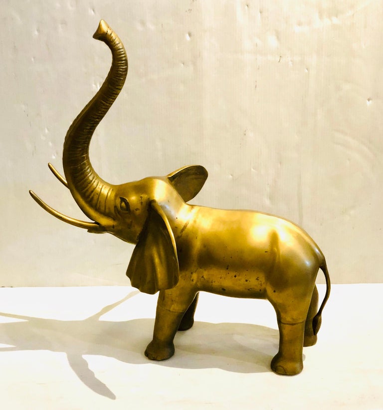 Striking Large Brass Elephant Sculpture Antique at 1stDibs