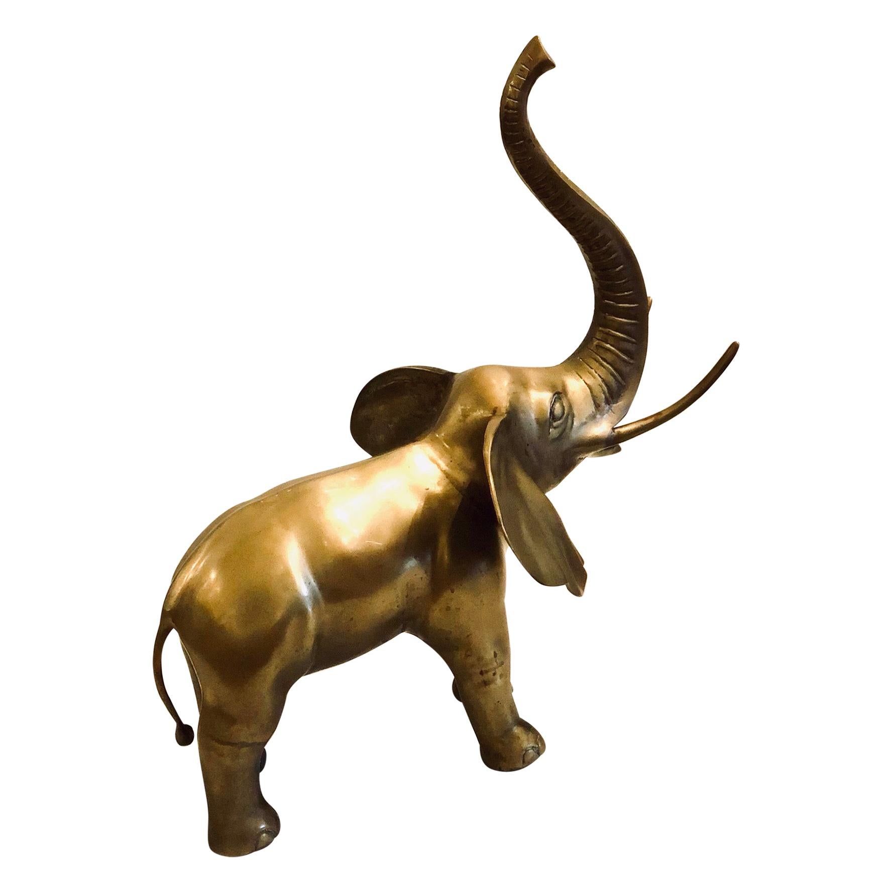 Striking Large Brass Elephant Sculpture Antique