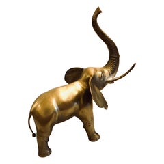 Striking Large Brass Elephant Sculpture Vintage