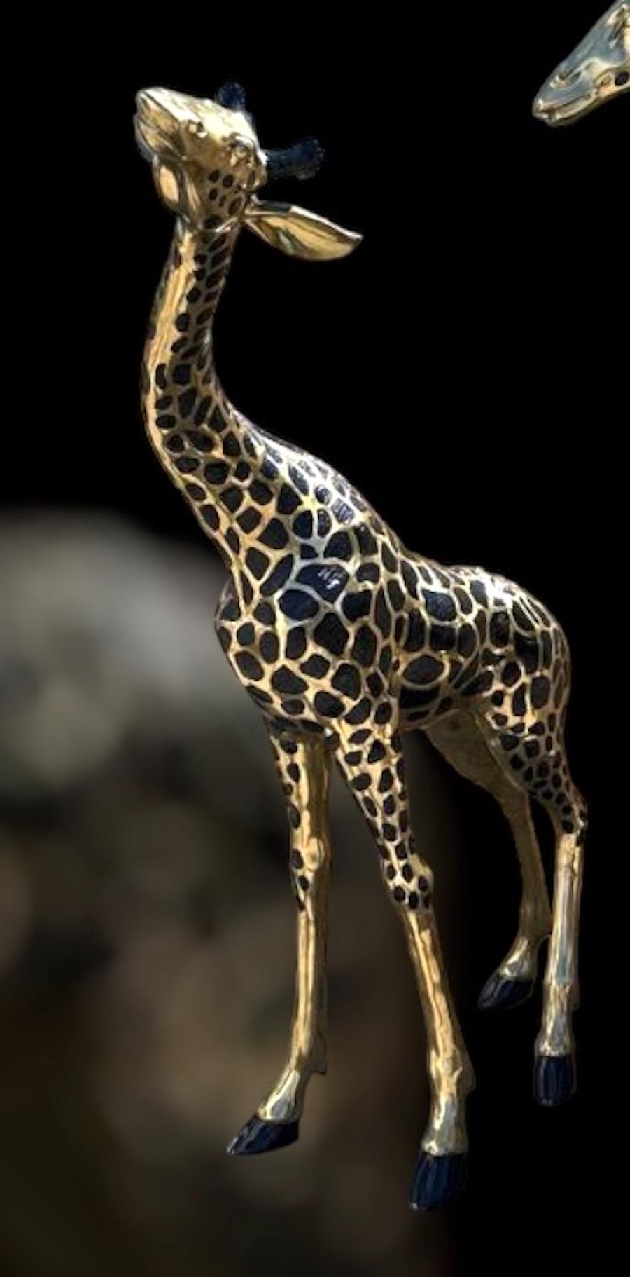 Grande sculpture en laiton représentant une girafe Excellent état - En vente à Rome, IT