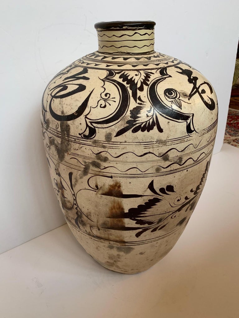 Striking Large Cizhou Ware Vessel Vase at 1stDibs
