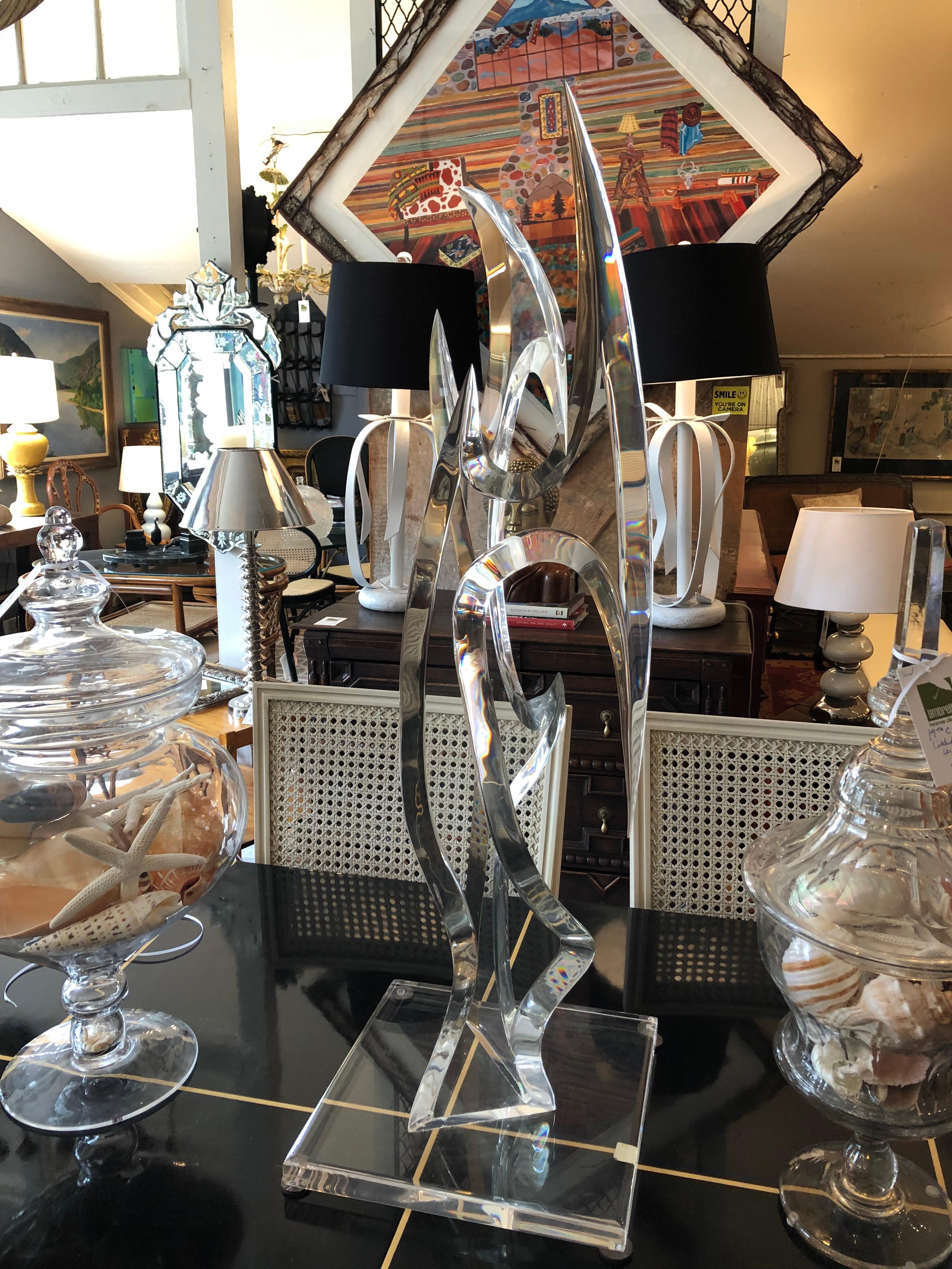 Striking Large Lucite Abstract Sculpture by Van Teal 3