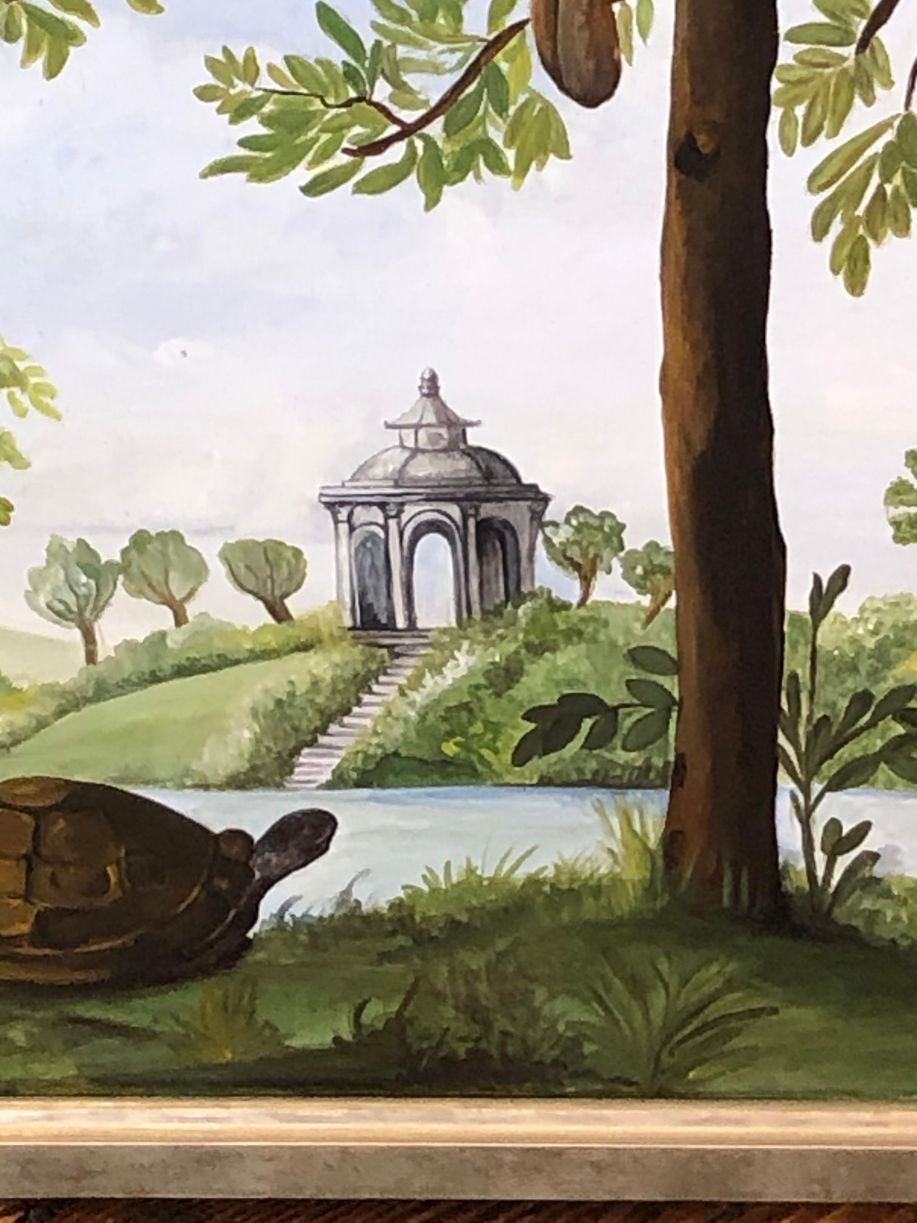 Striking Large Oil on Canvas of Tree and Turtles In Good Condition For Sale In Hopewell, NJ