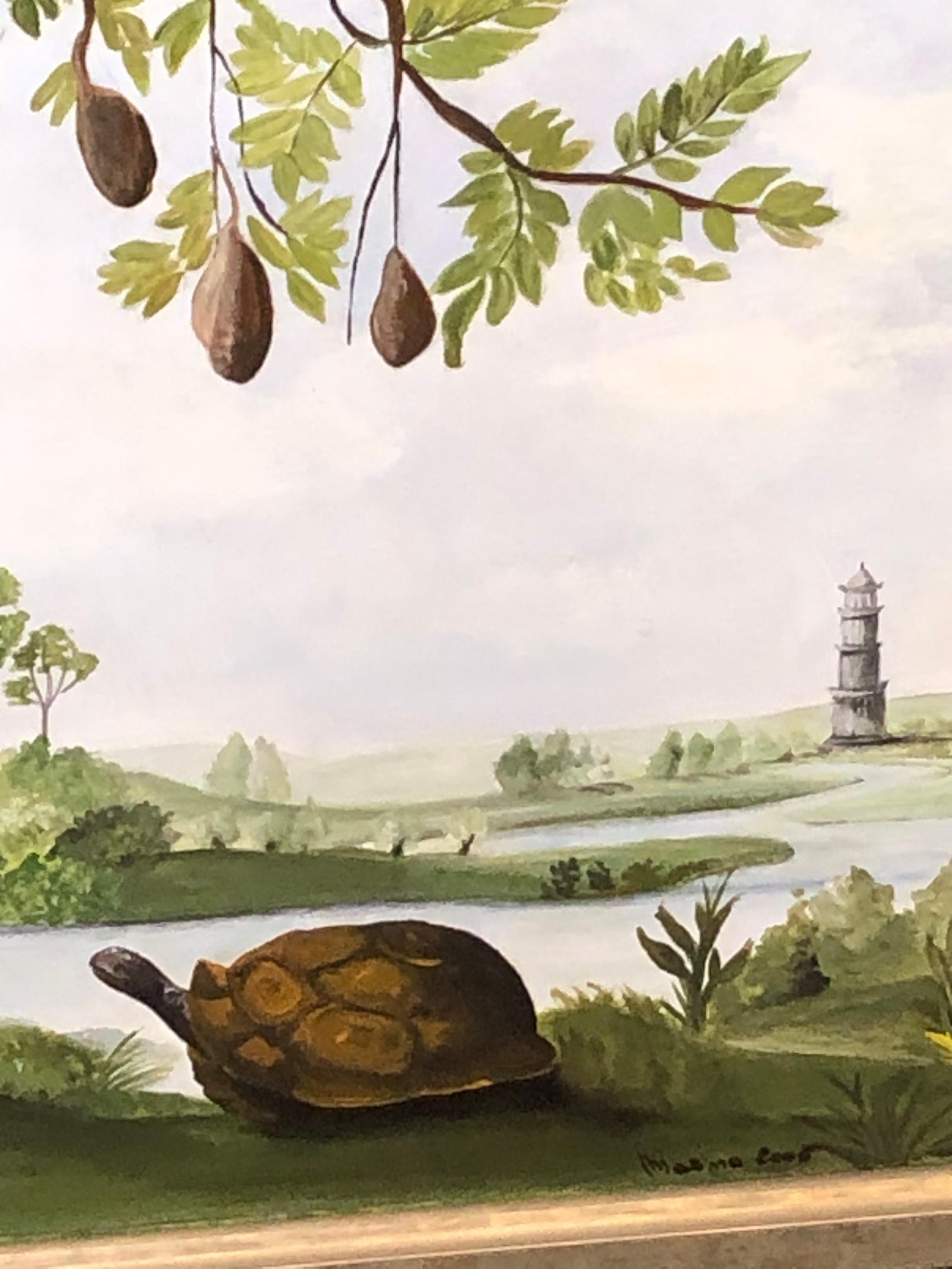Contemporary Striking Large Oil on Canvas of Tree and Turtles For Sale