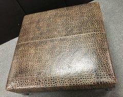 Auffallend großes gemustertes leder & Chrome Base Coffee Ottoman / Table by Minotti