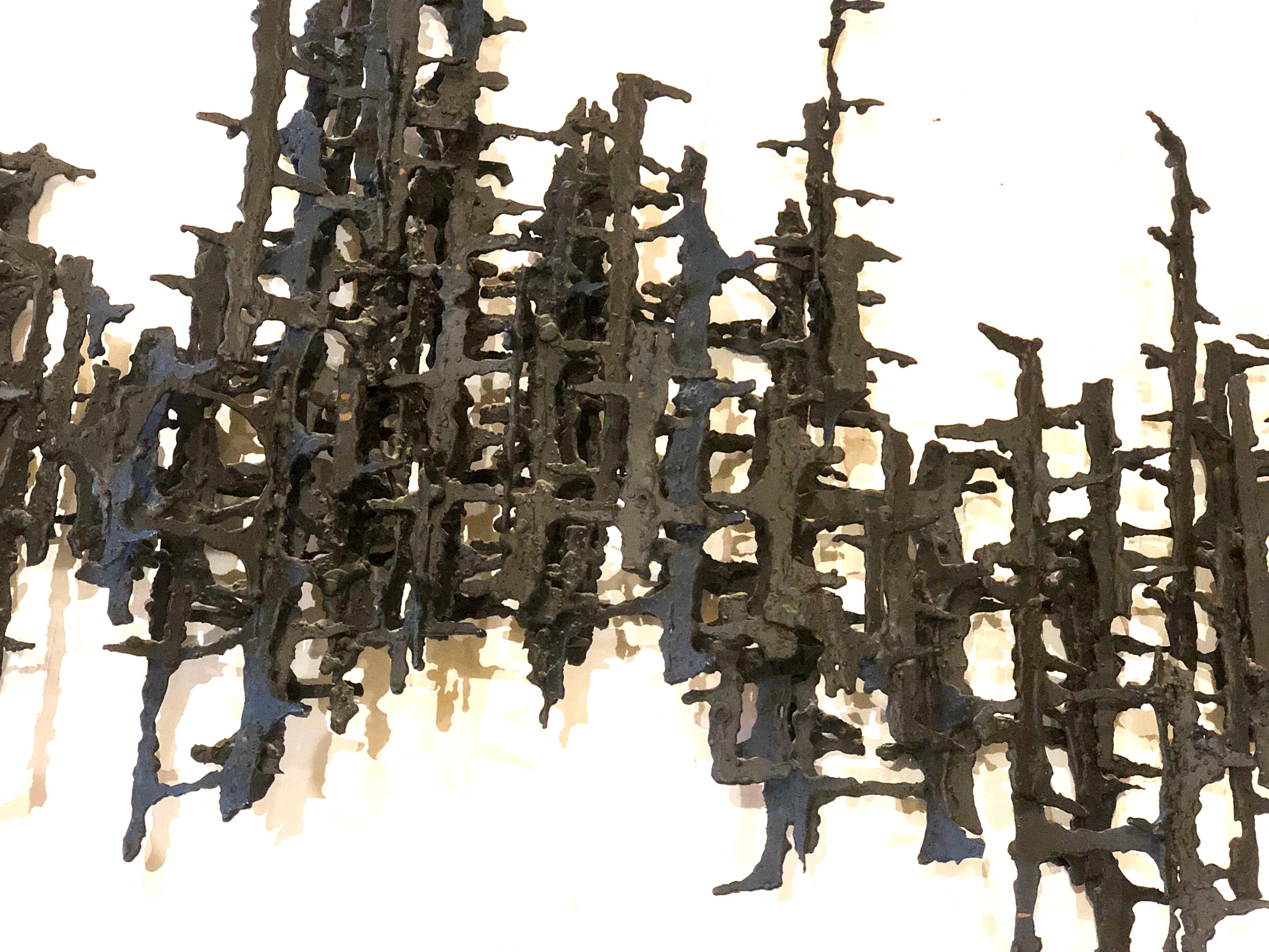 Brutalist Striking Large Scale Brutal Torch Cut Wall Sculpture by Daniel Gluck