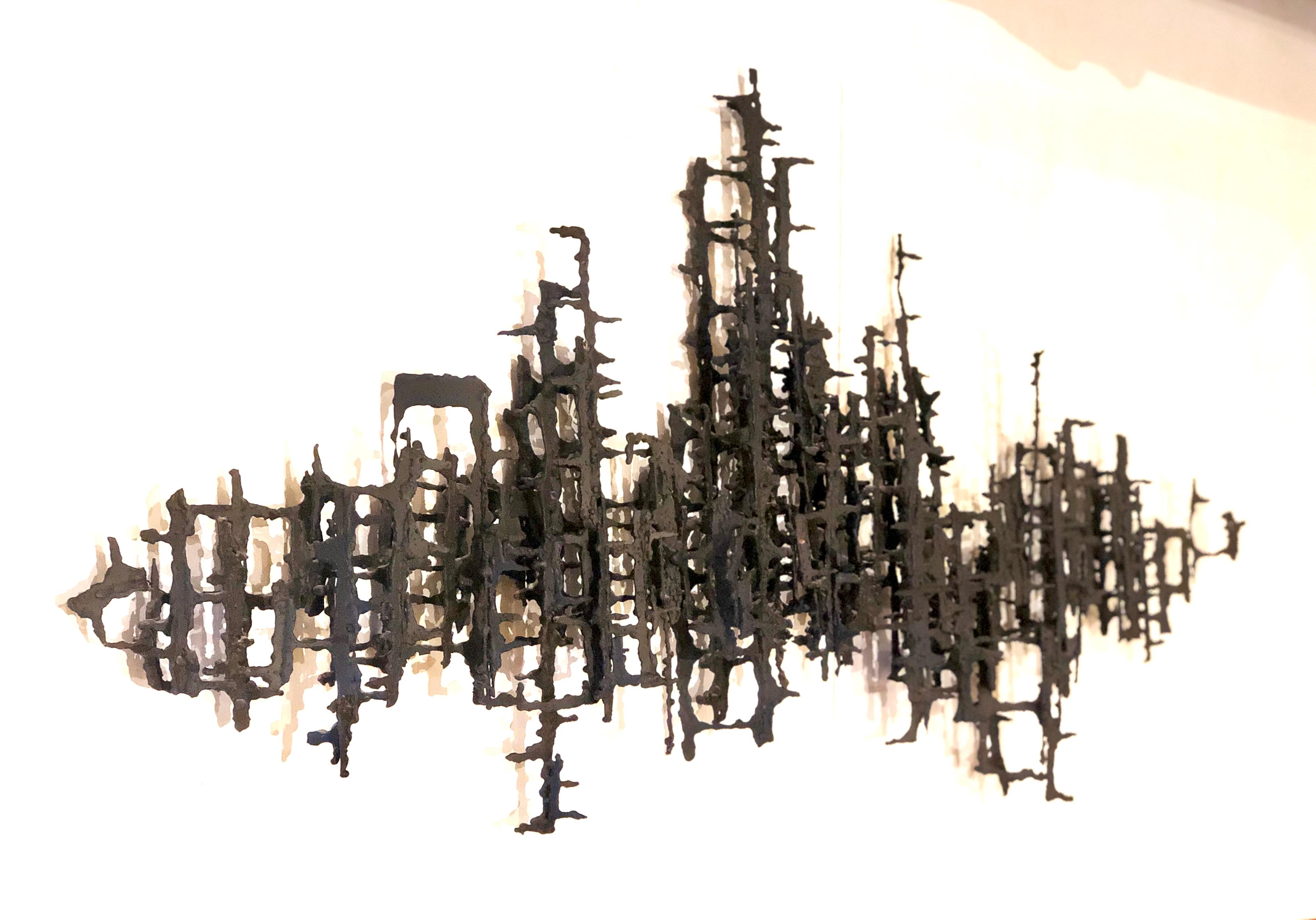 American Striking Large Scale Brutal Torch Cut Wall Sculpture by Daniel Gluck