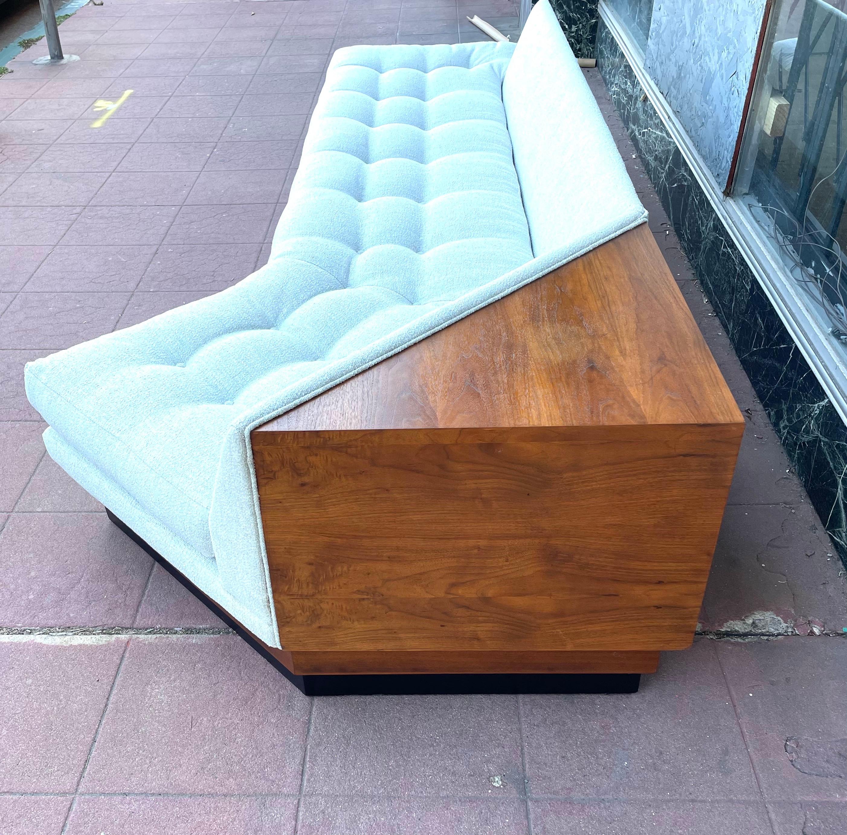 American Striking Large Sofa by Adrian Pearsall with Attached Table in Walnut