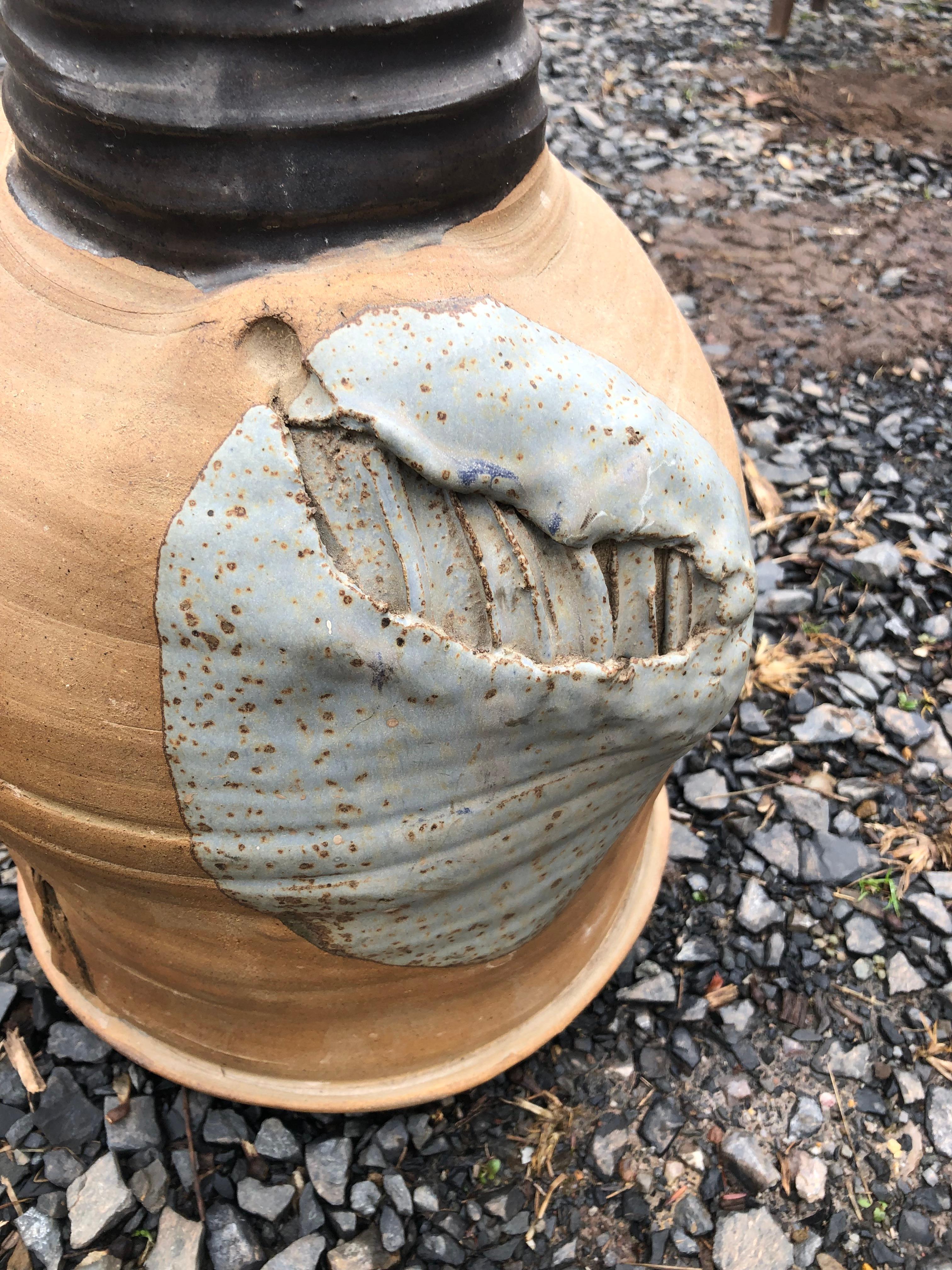 Striking Large Terracotta Organic Modern Vessel In Good Condition For Sale In Hopewell, NJ