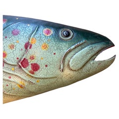 Striking Large Vintage Painted Folk Art Fish Trade Sign