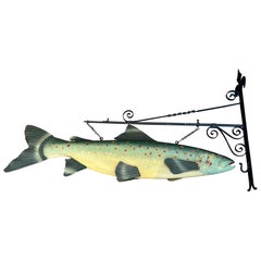 Striking Large Vintage Painted Folk Art Fish Trade Sign