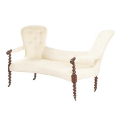 Striking Late 1800s Carved Mahogany Barley Twist Settee