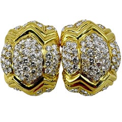 Auffällige Ohrringe aus 18 Karat Gelbgold und Diamanten aus dem späten 20.