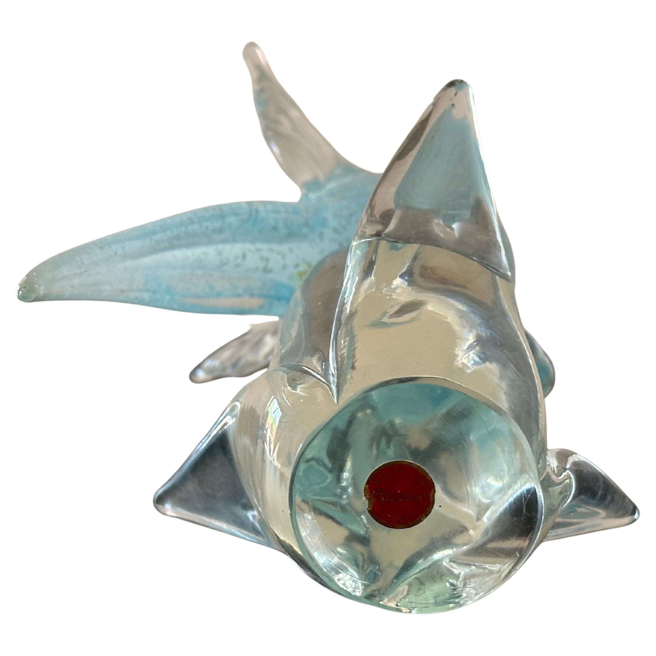 Scultura in vetro artistico di Murano con uccello e cacatua a macchie blu chiaro in vendita 1