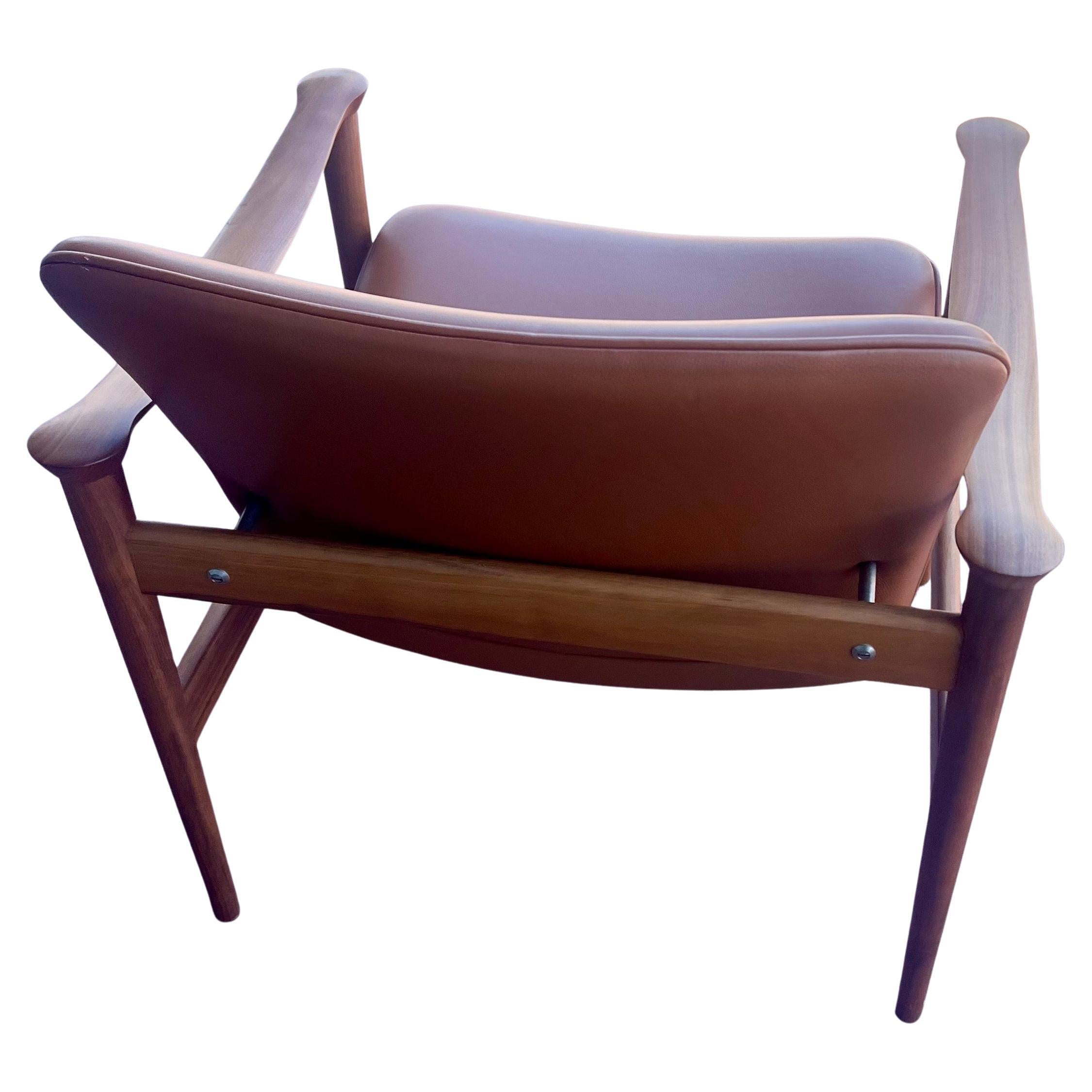 Striking Lounge Club Chair by Fredrik Kayser New in Walnut Model 711 In Excellent Condition In San Diego, CA
