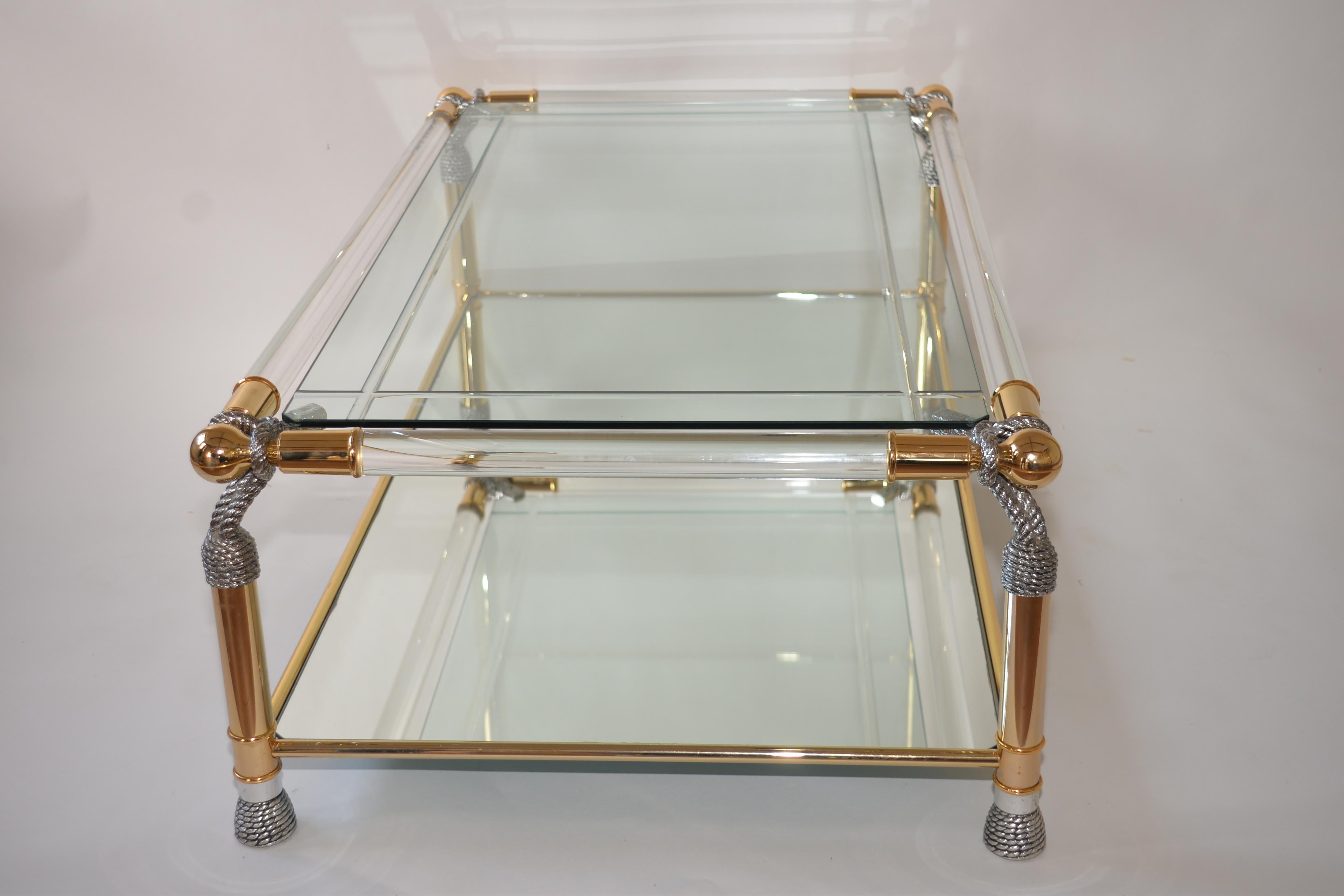 Beveled Striking Lucite Hollywood Regency Style Coffee Table