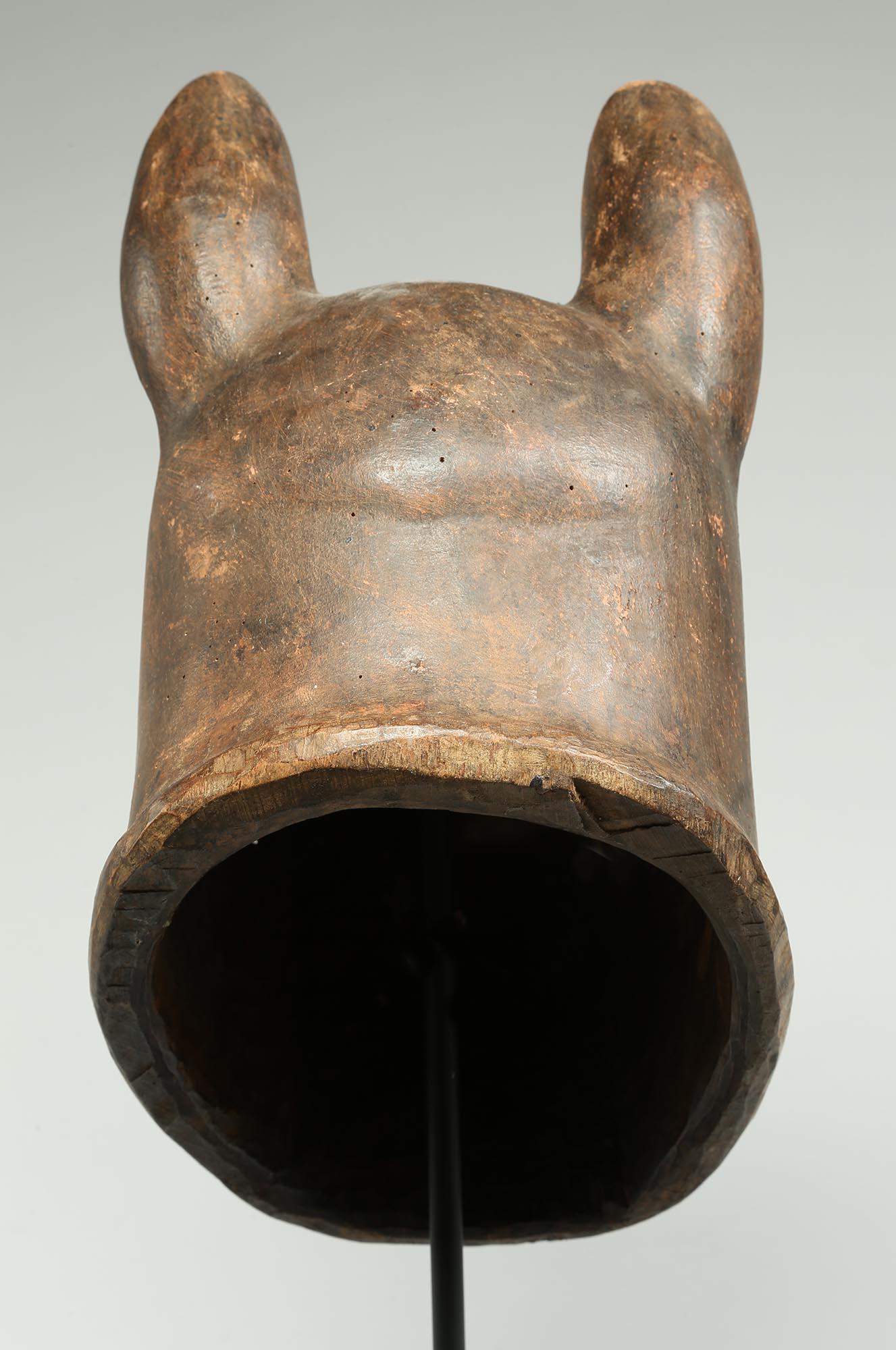 Tribal Striking Makonde Animal Helmet Mask, Dog or Hyena, Tanzania, Early 20th C. For Sale