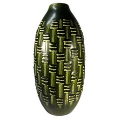 Striking Melon Shaped Vase By Knabstrup, Denmark. c1960