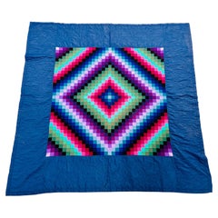 Striking Mennonite Trip Around the World Quilt, Pennsylvania, c 1940s