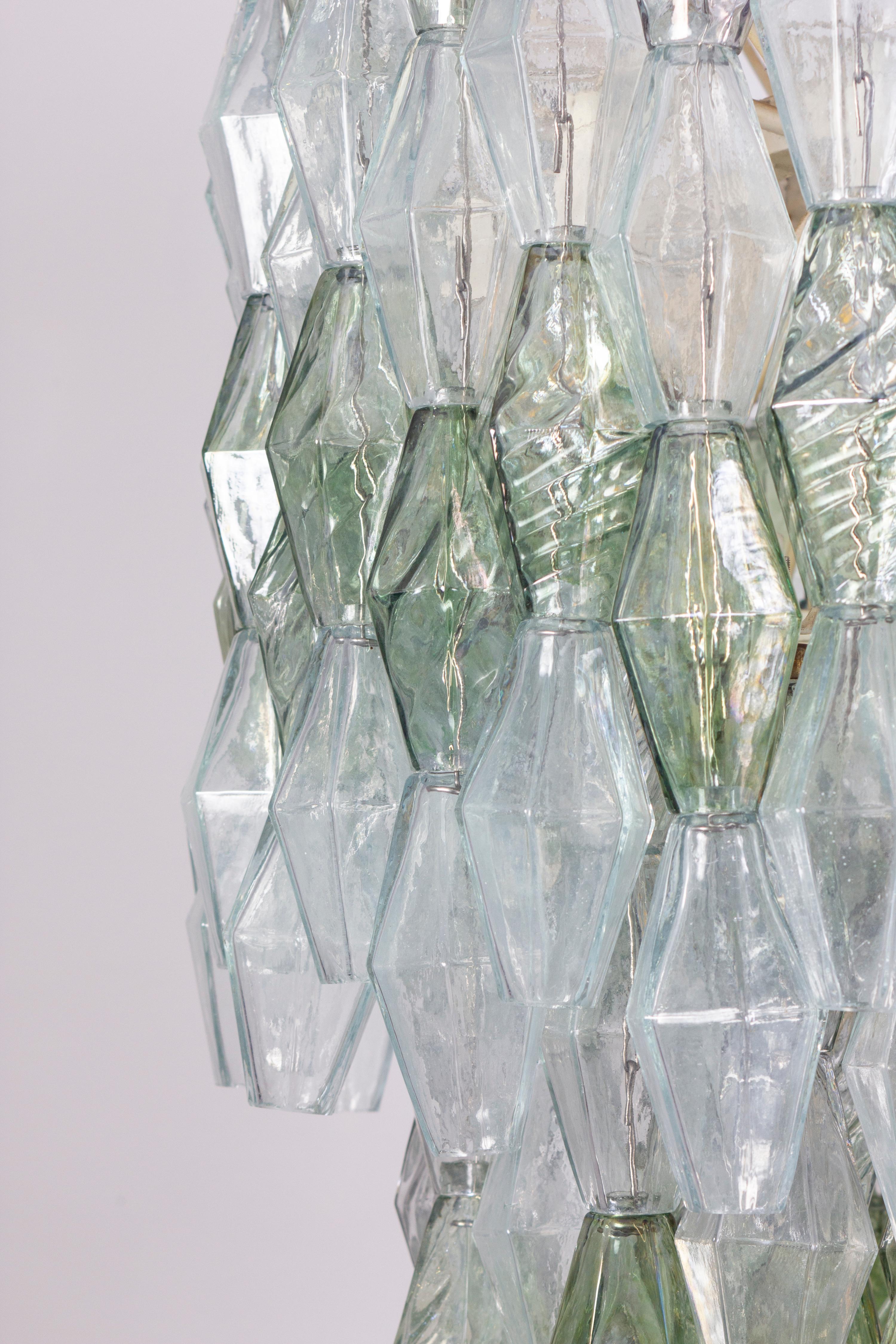  Striking Mid-Century Green and Clear Poliedri Chandelier, 1960 For Sale 3